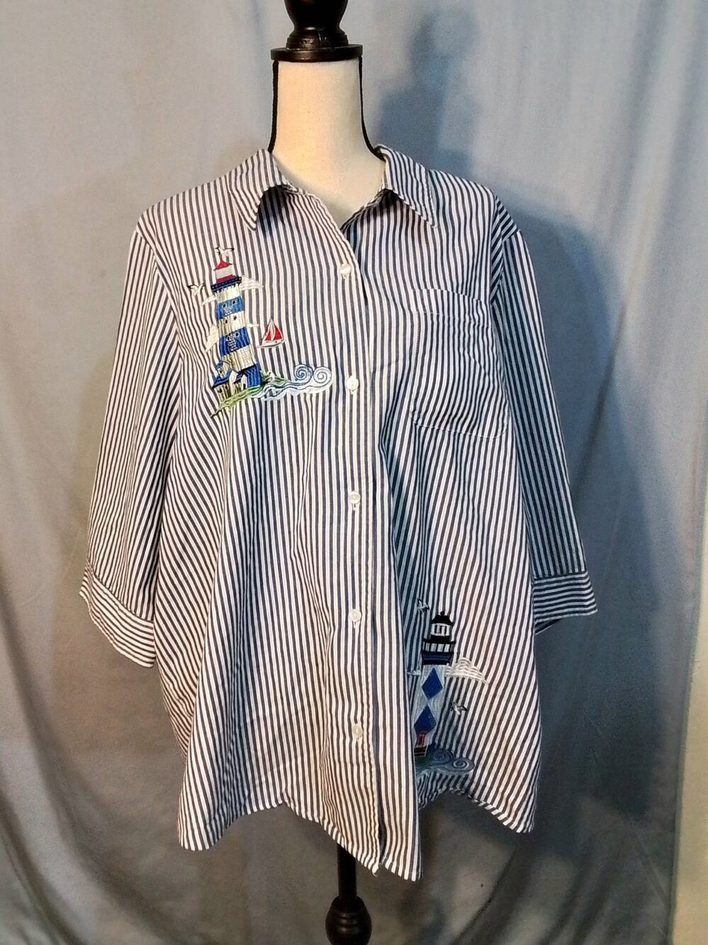 Blair striped blue and white shirt